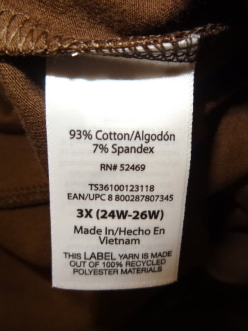 Terra & Sky Brown High Rise Fitted Leggings, NWT - Picture 5 of 6
